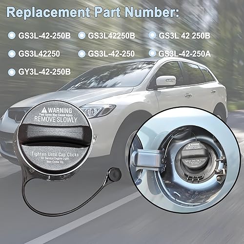 Miniatura 4 de GS3L-42-250B - Llenador de tanque de tapa de combustible para Mazda 3 2010-2013, Mazda 6 2009-2013 CX-7 2010-2012, CX-9 2007-2015, reemplaza a