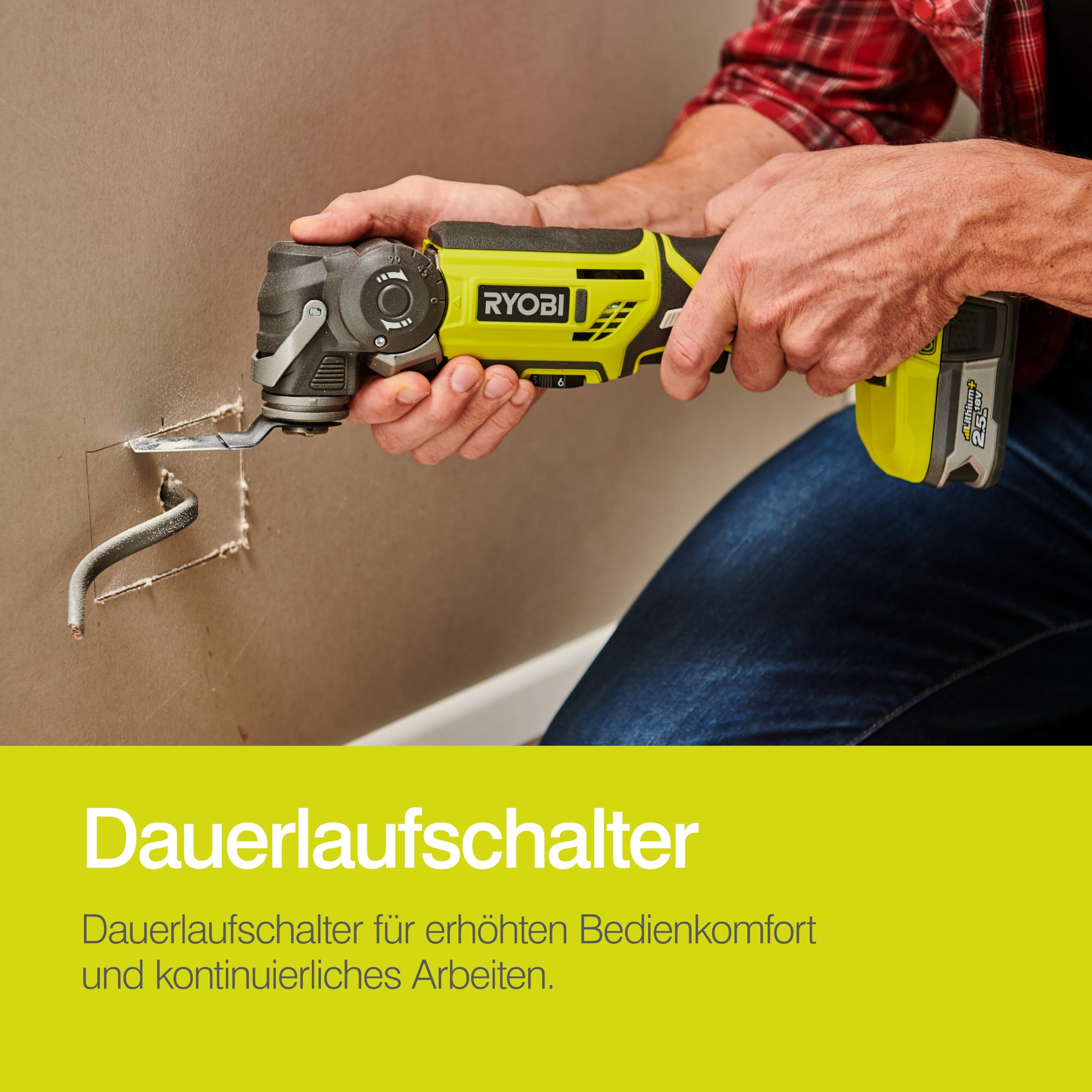 RYOBI 18 V ONE+ Akku-Multitool R18MT-0 6 Geschwindigkeiten Werkzeugloser Zubehörwechsel