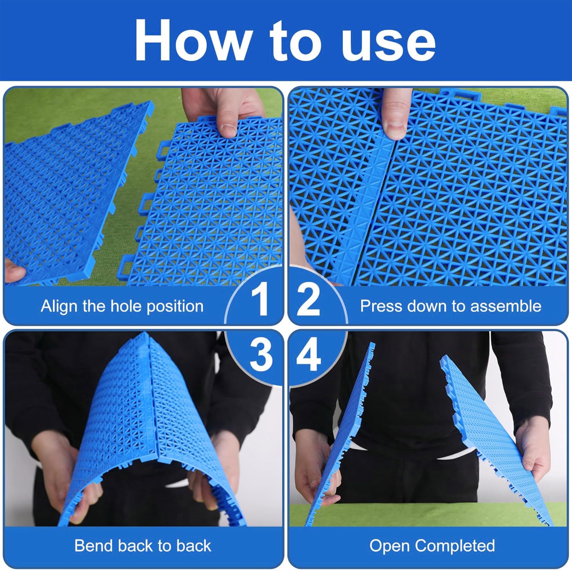 16 Pcs Modular Interlocking Cushion- 10.3" x 10.3" Splicing Above Ground Pool Floor Protectors- Non-Slip Pools Spas Floor Mat Pathways from the Pool to the Porch — Amazon image 3