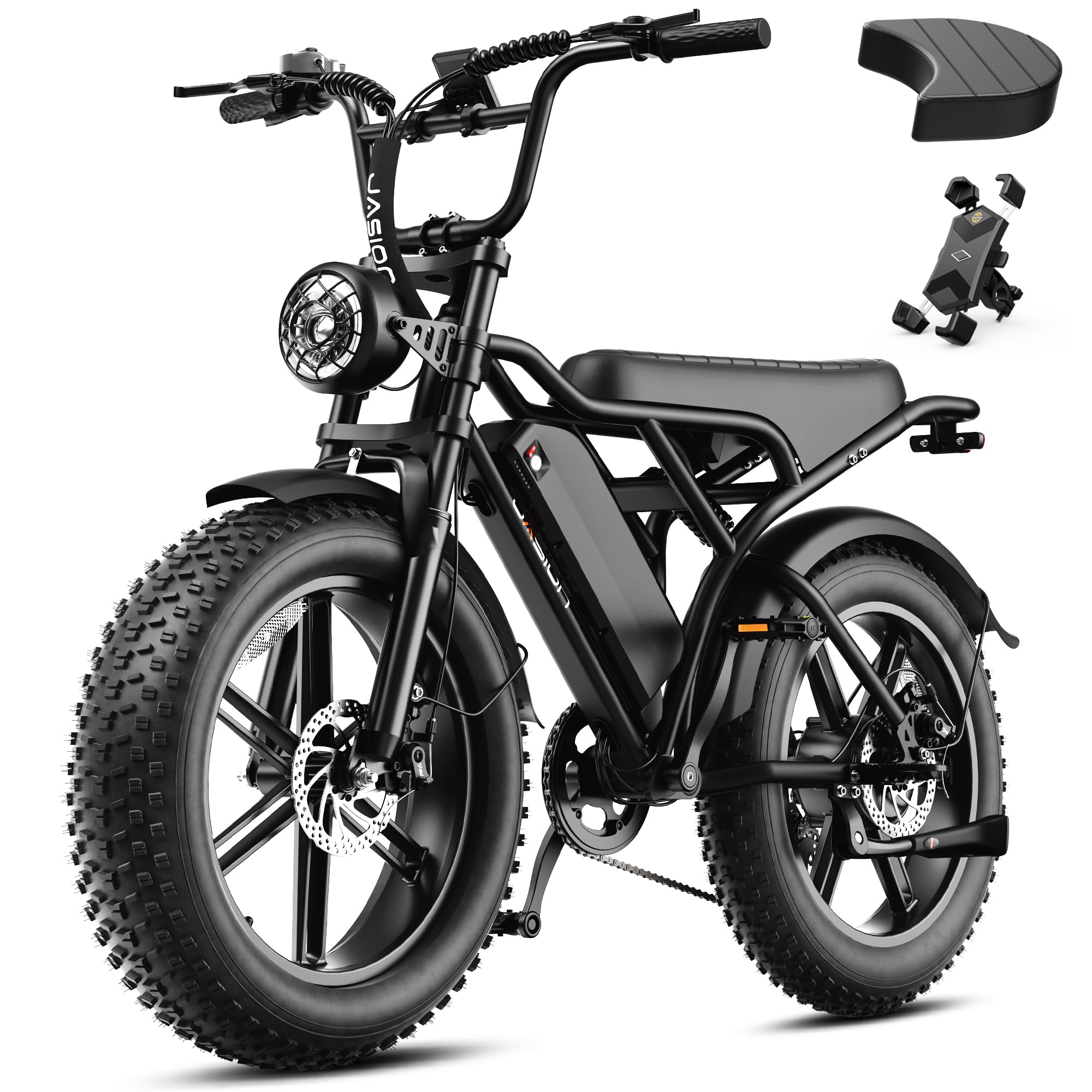 Jasion RetroVolt Electric Bike, 70-Mile Range, 2000W Peak, Fat Tire