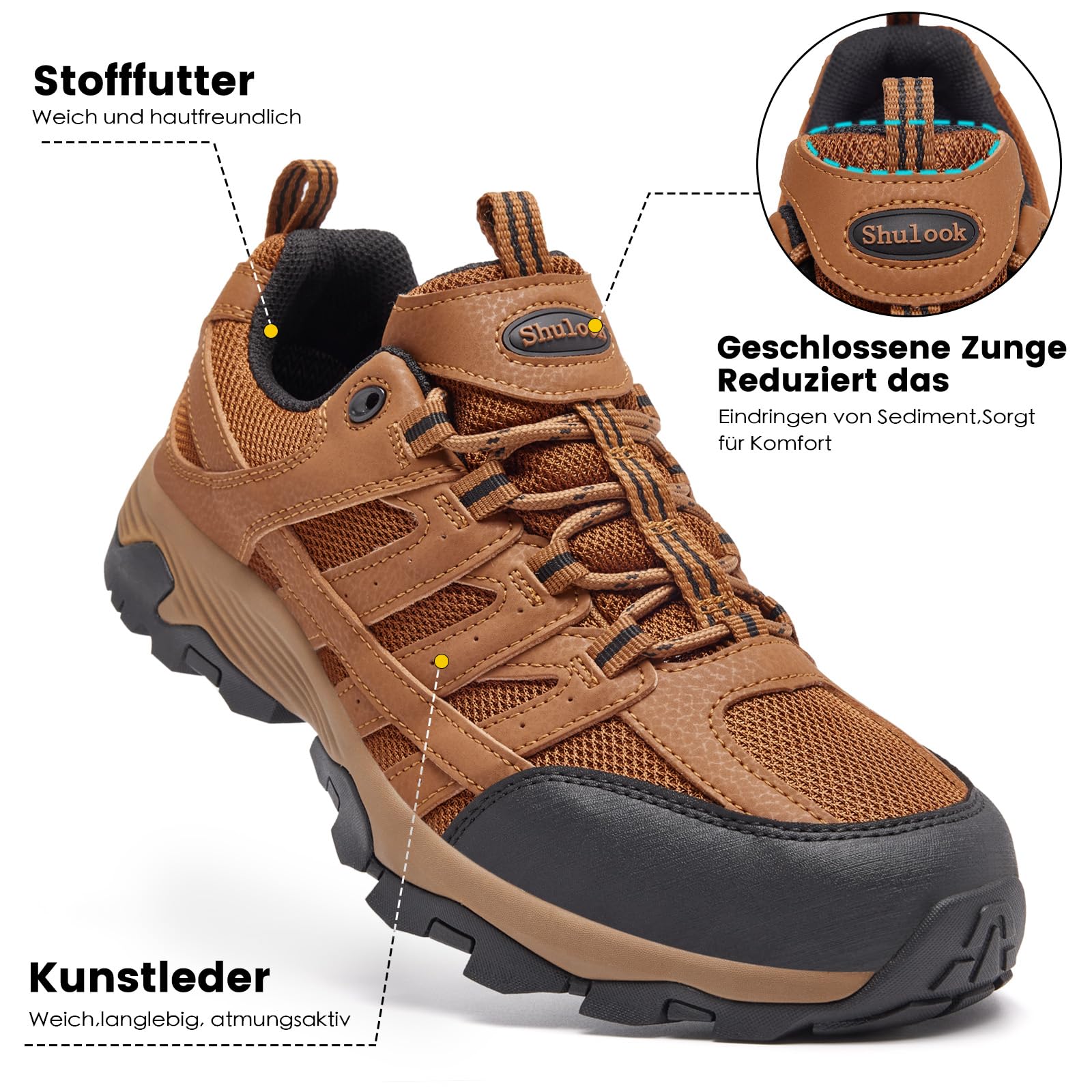 SHULOOK Chaussures de Randonnée Homme Imperméables Antidérapantes High Rise, Ultra Légères pour le Camping, le Traking, la Randonnée, Hiking Boot Gris Taille 8 EU