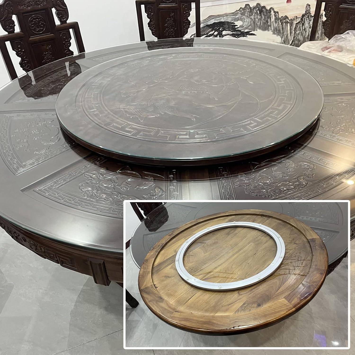 Heavy Duty Lazy Susan Swivel Turntable 5~40inch Aluminium Alloy Turntable Bearing, 360° Rotating Smooth Turntable Bearing Stand, For Glass Granite Or Wood Kitchen Ding Table