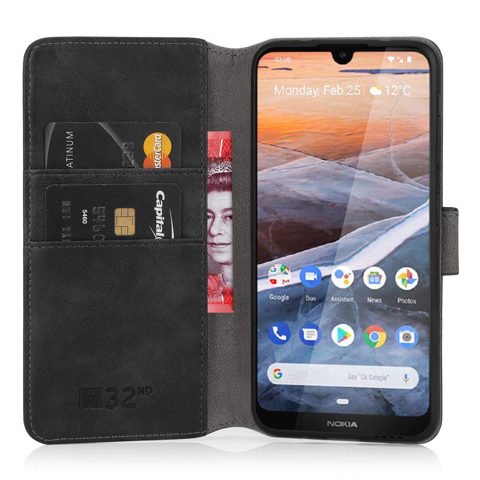32nd Custodia A Portafoglio In Pelle PU Per Nokia 3 (2017), Con Slot Per Carte E Chiusura Magnetica, Colore Blu