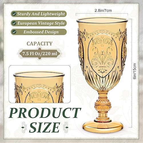 Miniatura 2 de 6 copas de plástico vintage de 7.5 onzas, copas de vino de plástico retro en relieve, copas de agua para bar de vino, jugo, baby shower, boda,