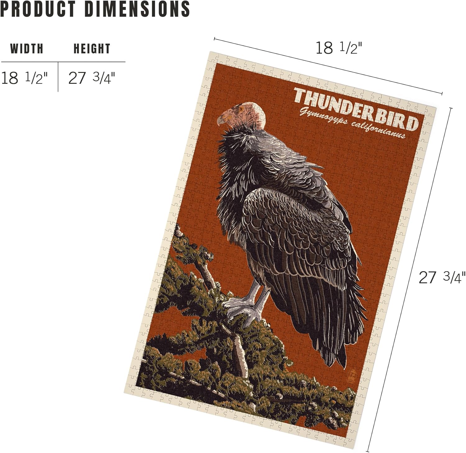 Lantern Press California Condor, Letterpress 1000 Piece Jigsaw Puzzle for Adults, Made in USA with Reference Poster