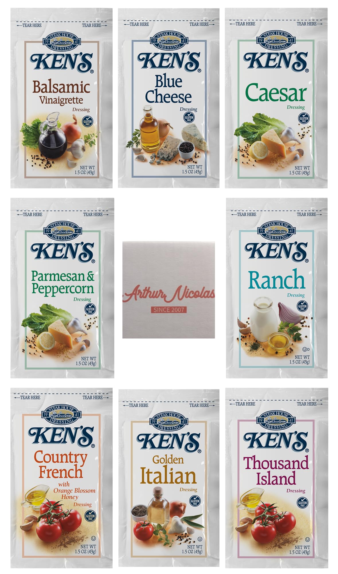 Amazon.com : Salad Dressing Packets | 8 Flavors: Balsamic Vinaigrette, Blue  Cheese, Caesar, Country French, Ranch, Golden Italian, Parmesan and  Peppercorn, and Thousand Island | 1.5 oz Each Packet (20 Count) : Grocery &  Gourmet Food