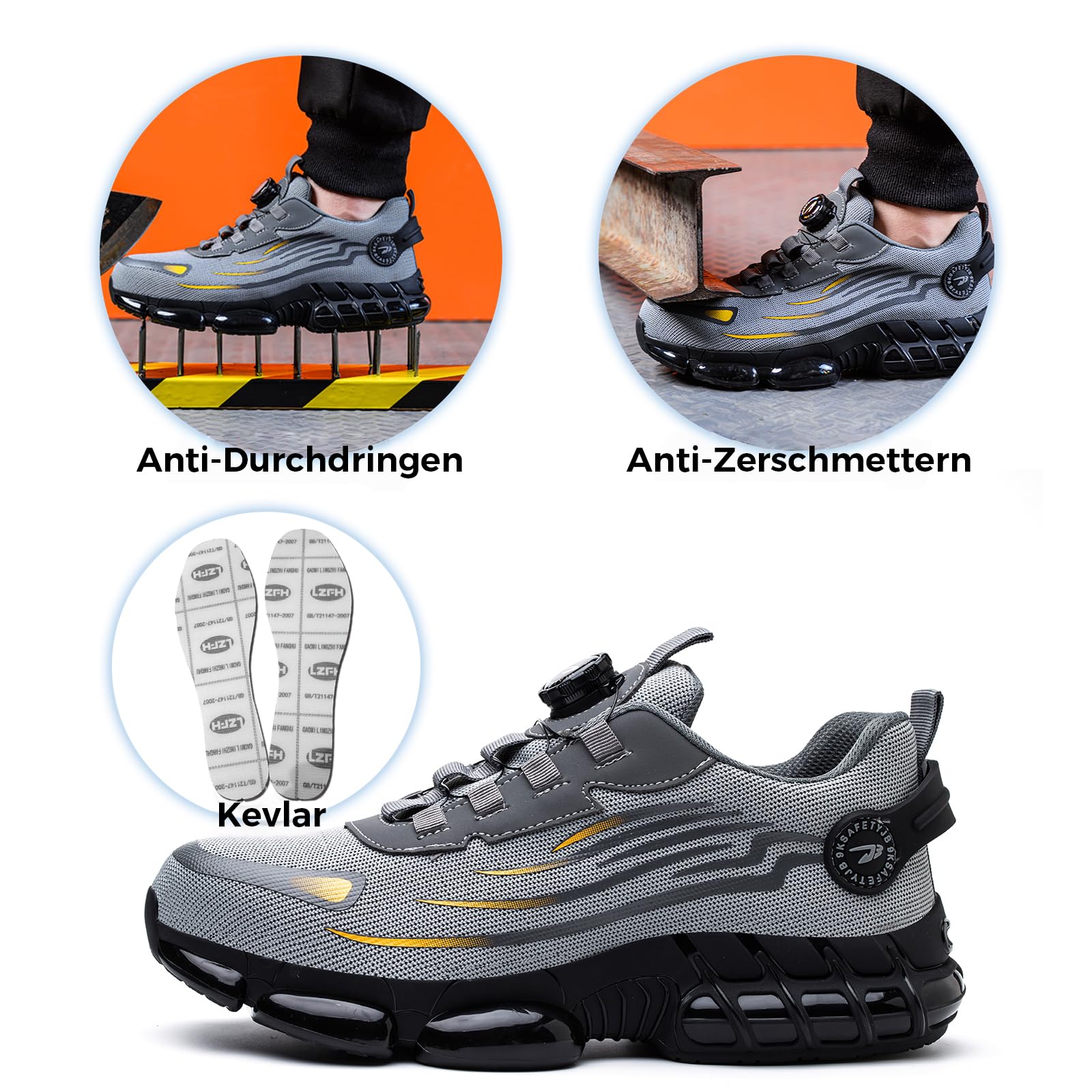 Arbeitsschuhe Herren Damen Sicherheitsschuhe Stahlkappenschuhe Sportlich Atmungsaktiv rutschfeste Safety Shoes 36-46 EU