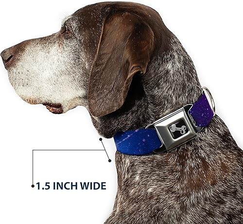 Miniatura 7 de Collar de perro hebilla de cinturón de seguridad Galaxy Blues Purples 16 a 23 pulgadas 1.5 pulgadas de ancho