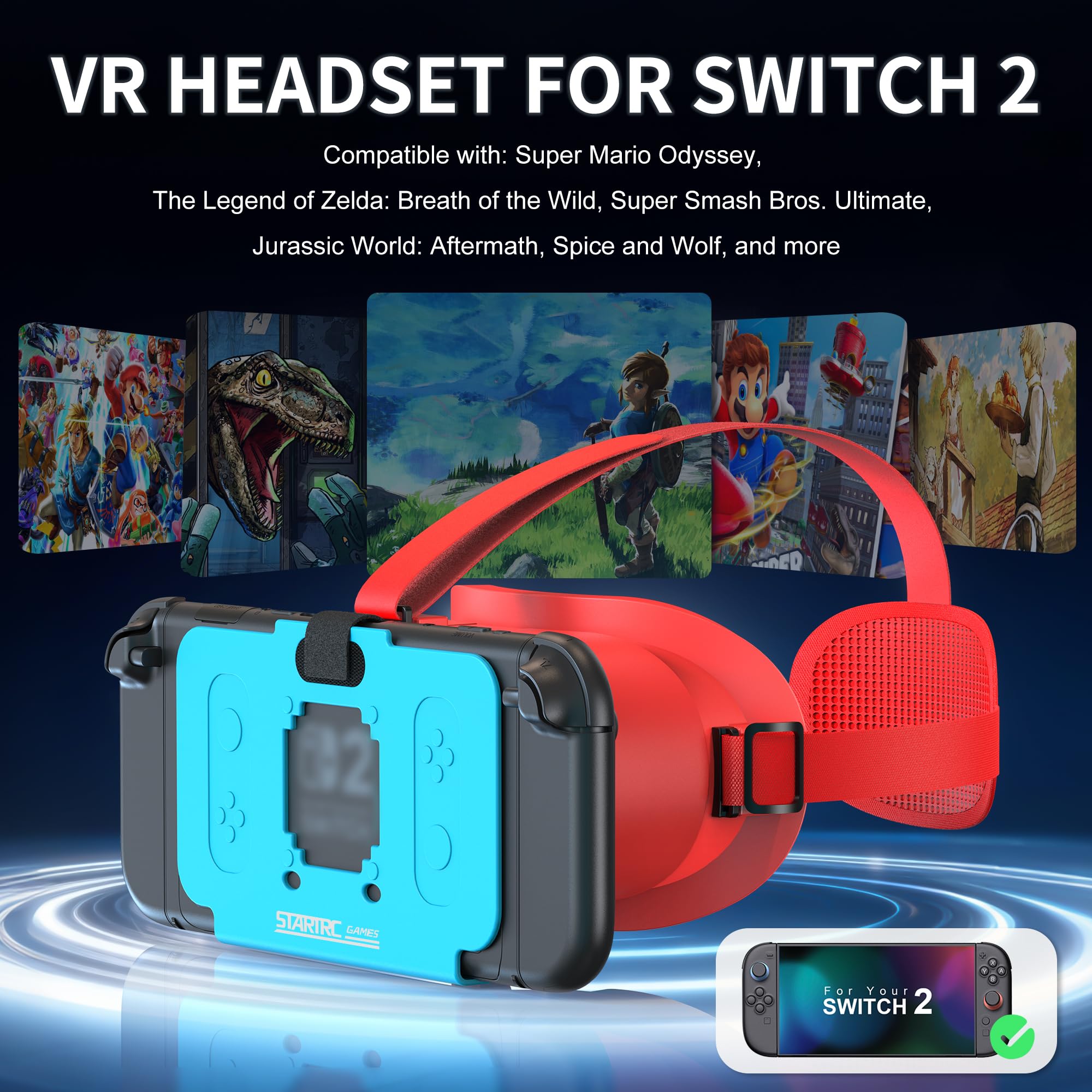 Verbessertes VR-Headset für Nintendo Switch 2 (2025 neu), Virtual-Reality-Brille mit verstellbaren HD-Gläsern und bequemem Kopfband, 3D-Brille für Switch 2 VR-Spiele, coole Kindersachen für Jungen und
