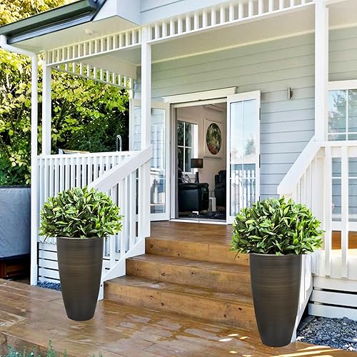 Miniatura 5 de Lucieblessdesign Macetero de 21 pulgadas de alto, para interiores y exteriores, juego de 2 macetas altas para porche, maceta grande con orificio de