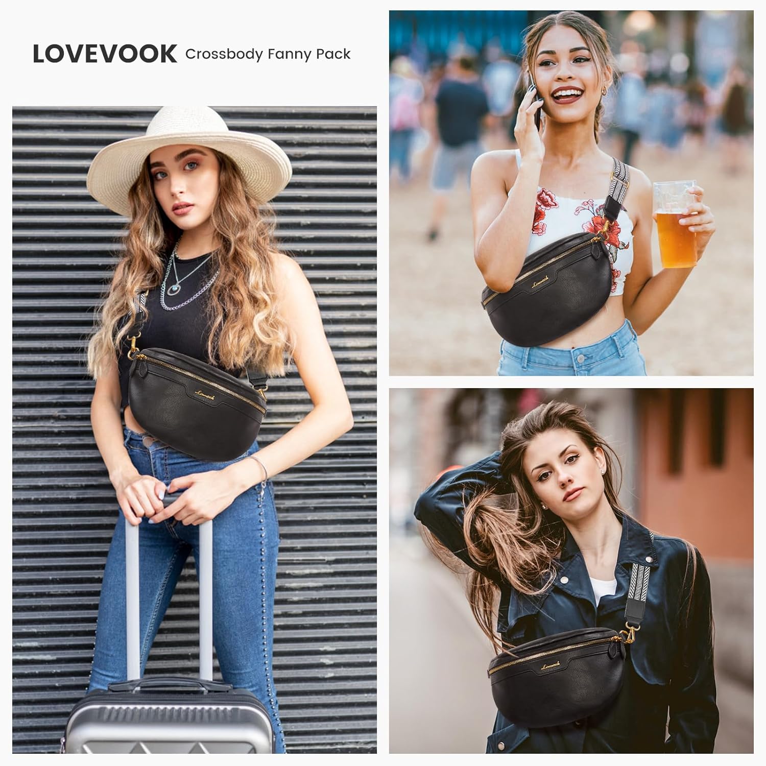 LOVEVOOK Fanny Packs for Women Cross Body, Vegan Leather Belt Bag for Women, Waterproof Sling Purse Fashion Waist Pack Designer Chest Bum Bag with Boho Style Strap - Image 7