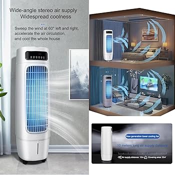 コンパクトクーラー グレー 冷風機能付き Amazon | 冷風 最大25㎡まで冷却可能 クーラー並みに涼しい冷風機 強力