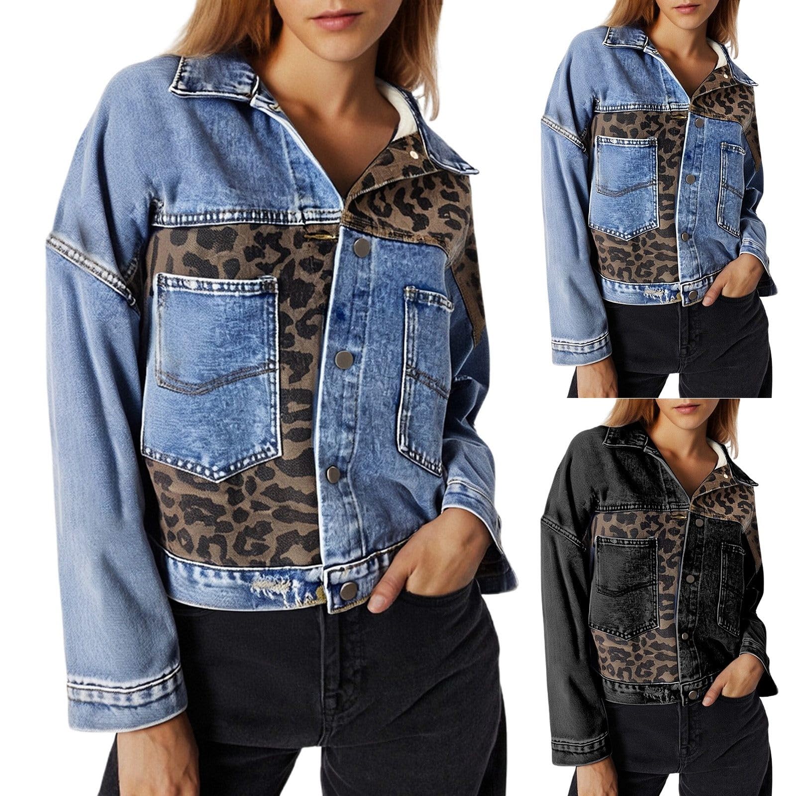 Generisch Chaqueta vaquera para mujer, chaqueta vaquera corta, chaqueta de entretiempo con bolsillo, chaqueta con botones, chaqueta de primavera, chaqueta vaquera informal, chaqueta corta de verano