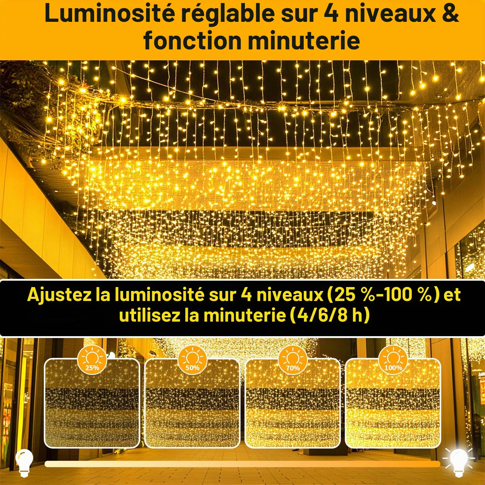 Tiandirenhe Rideau Lumineux Noel Exterieur, Solaire and Rechargeable, 25m 660 LED Étanche IP65, 8 modes et minuterie et mémoire - Éclairage de Noël extérieur pour Décoration de Balcon Jardin Fête