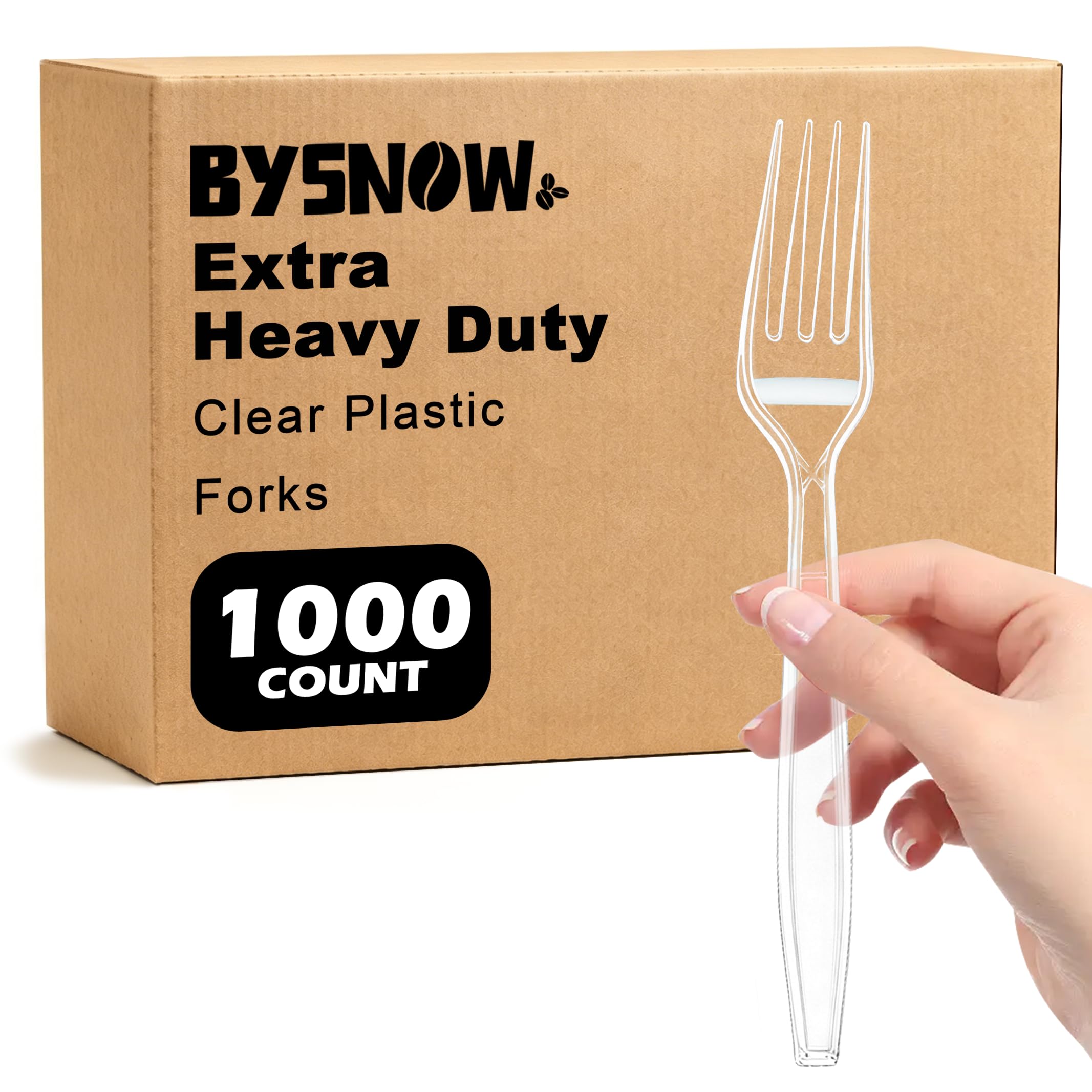 BYSNOW 1000 Count Clear Disposable Plastic Forks Heavy Duty Cutlery Set | Extra Heavy Dut…