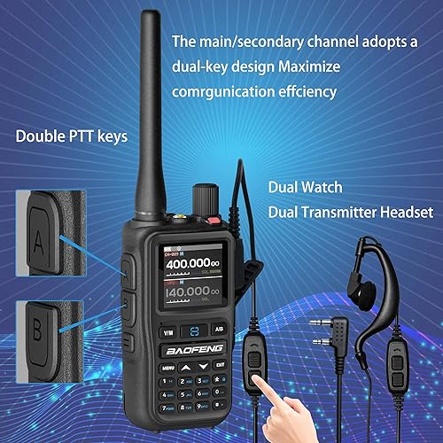 Miniatura 2 de BAOFENG UV-5R Mini radio bidireccional de doble banda (5 W999CH)  Programación de aplicación Bluetooth, alerta meteorológica NOAA, carga rápida tipo