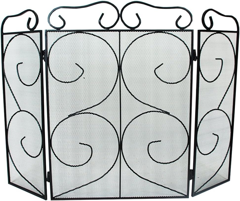 Chequers 3 Panel Folding Fire Guard Fire Place Guard Fire Screen Spark