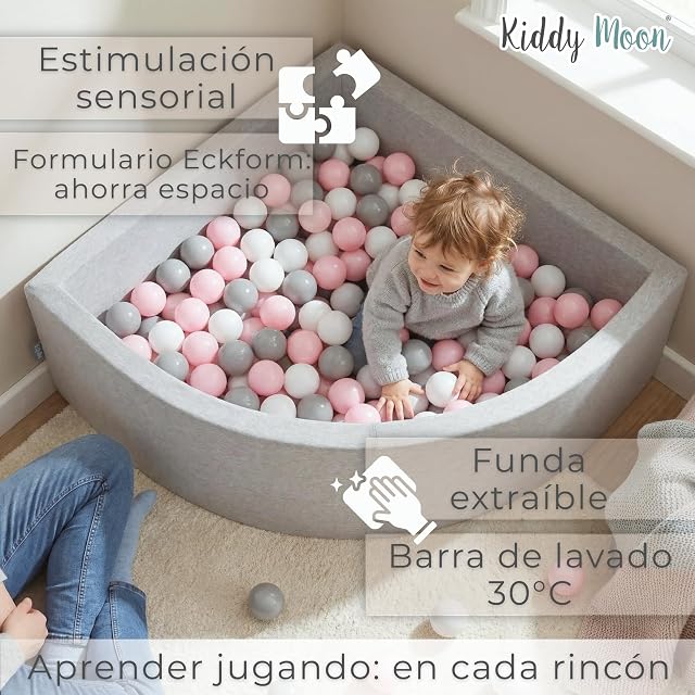 Foto 2 de 8 de KiddyMoon Piscina de Bolas Cuarto de Esquina 90x30cm con 300 Bolas 7cm Piscina de Espuma para Bebé y Niño…