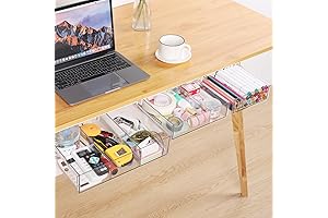 OTraki Under Shelf Organizer, 3-Pack Clear Plastic Under Desk Drawer