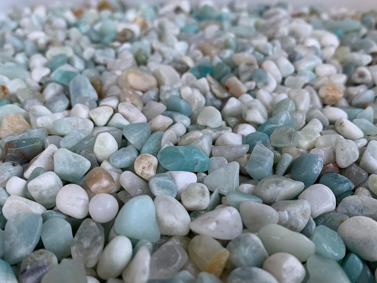 5 LB Lot Natural Semi Tumbled Amazonite Gemstone Chips, Genuine Crushed Mini Crystals, Undrilled Crystal Chips (Amazonite)