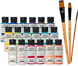 DecoArt DecoEARTH Sustainable Acrylic Paint Set – 18 Bottles (2 fl oz) +...
