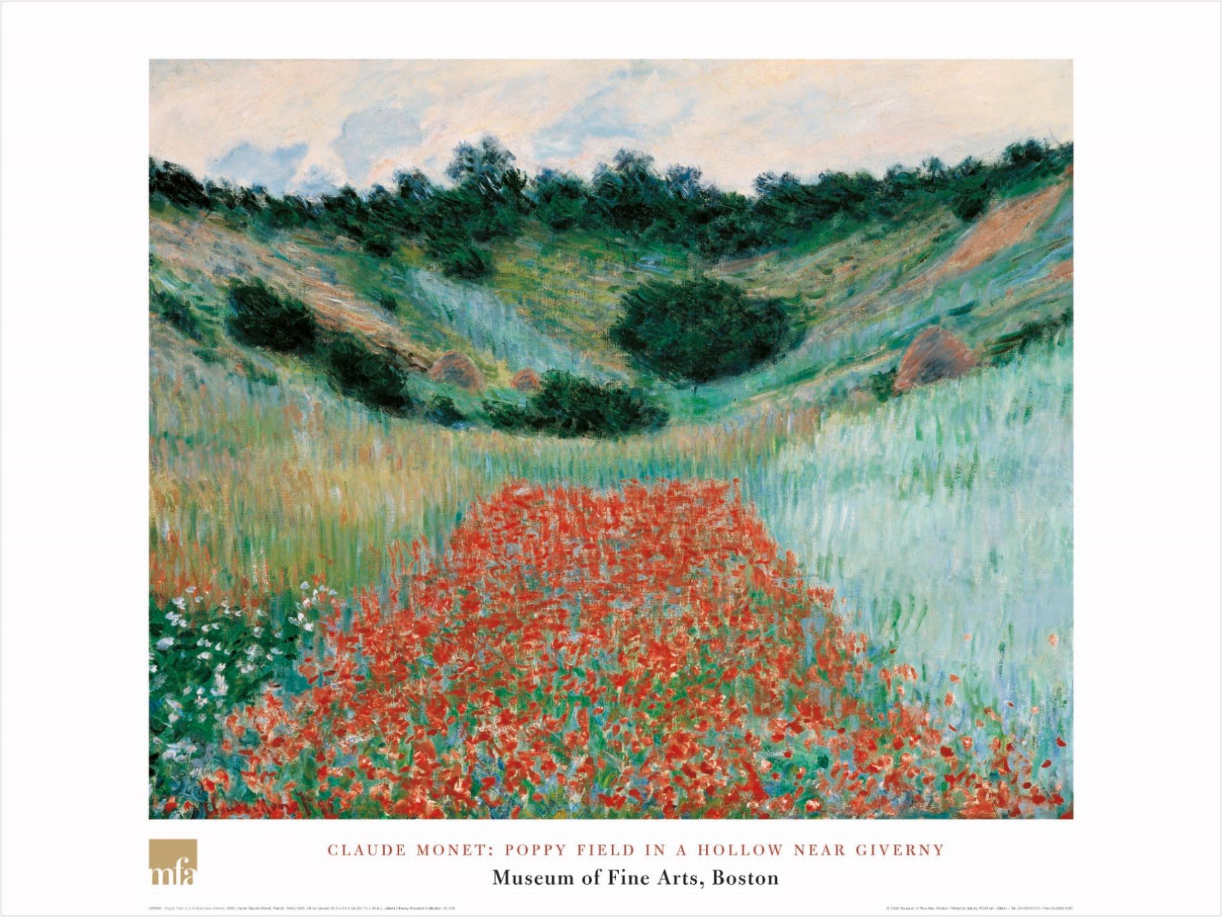 クロード・モネPoppy Field in a Hollow near Give Poppy Field In A Hollow Near Giverny de Claude Monet 32 x 60 cm