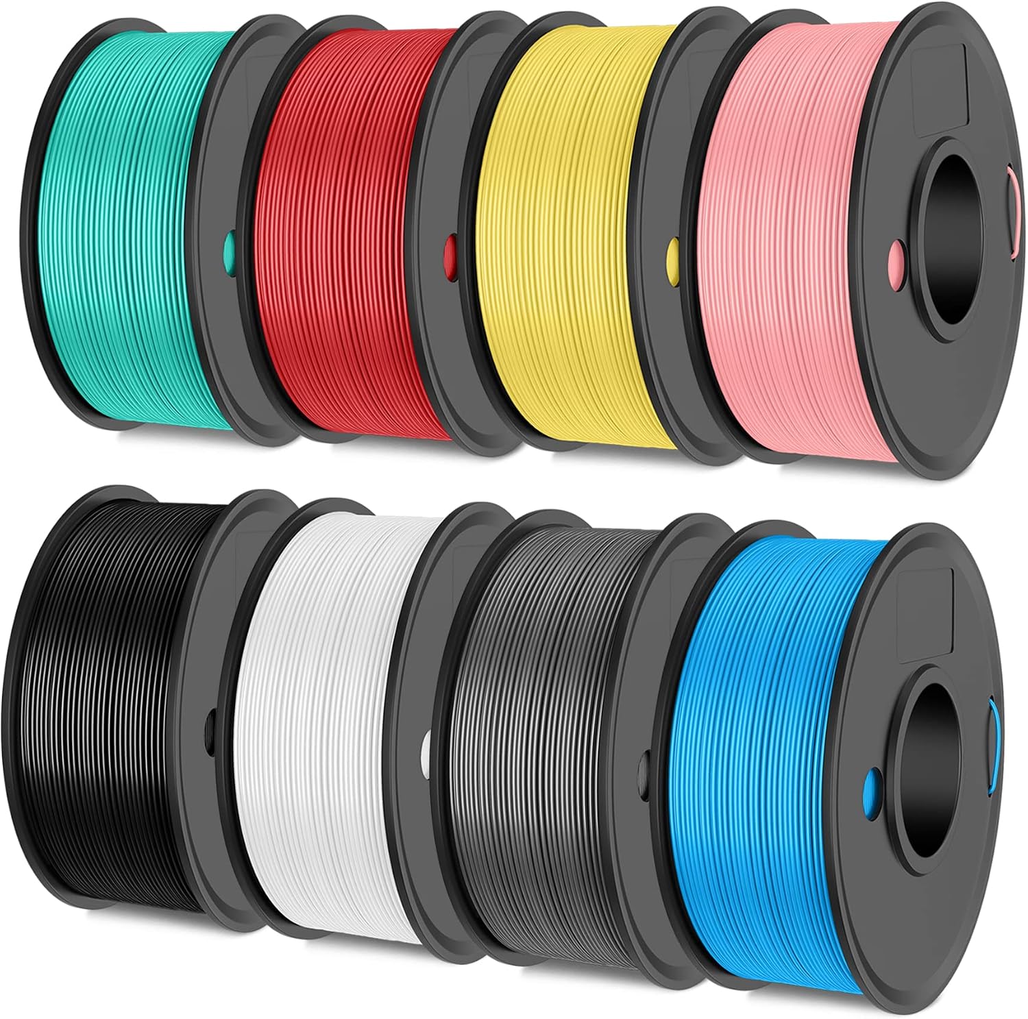 SUNLU 3D Printer Filament Bundle PLA META Filament 1.75mm, Neatly Wound PLA Filament Meta 2kg, 8 Colors, 0.25kg Spool, 8 Packs, Black+White+Grey+Blue+Green+Red+Yellow+Pink