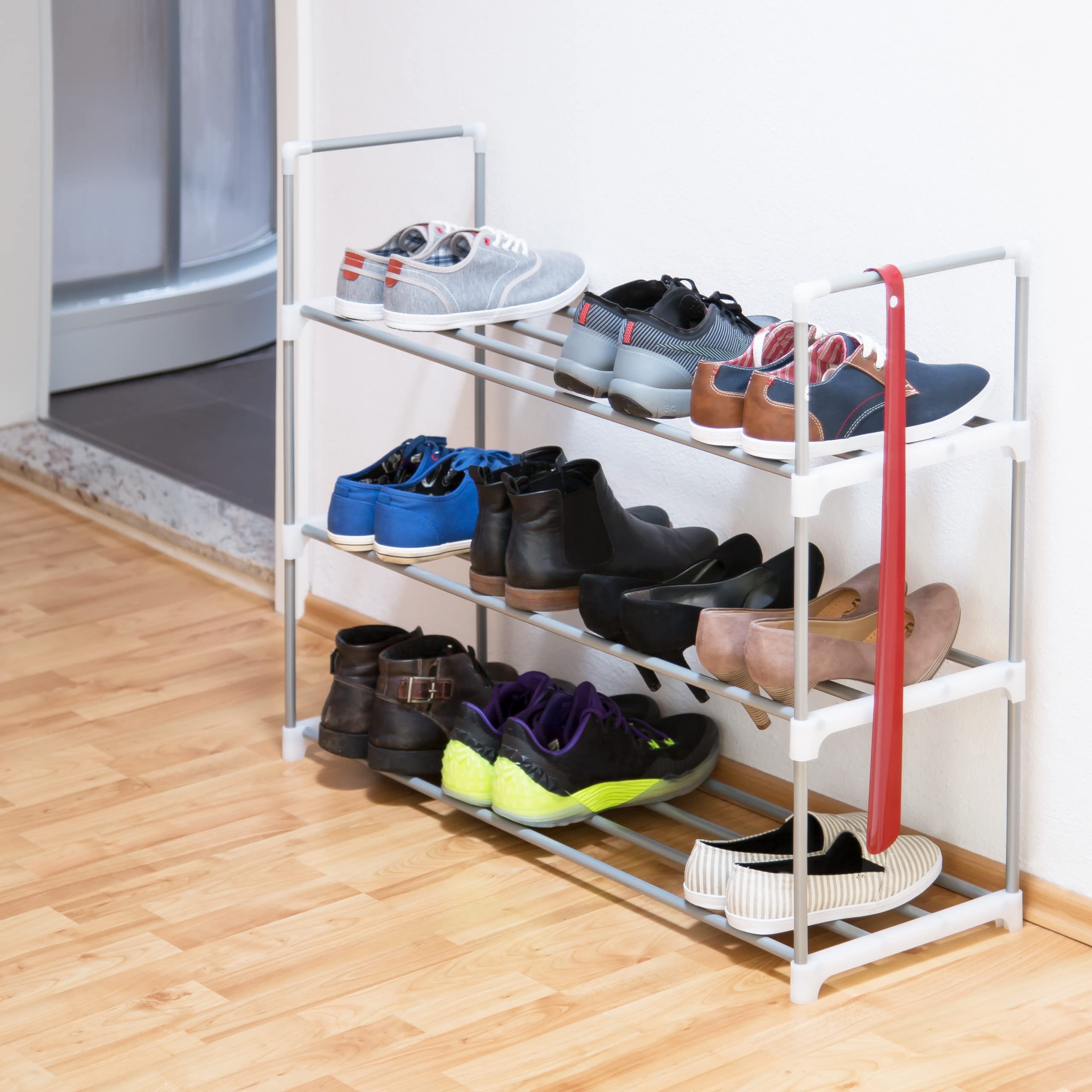 Relaxdays Shoe Rack, Size: 70 x 90 x 30 cm Shoe Storage made of Powder-Coated Metal with 3 Levels - Image 2