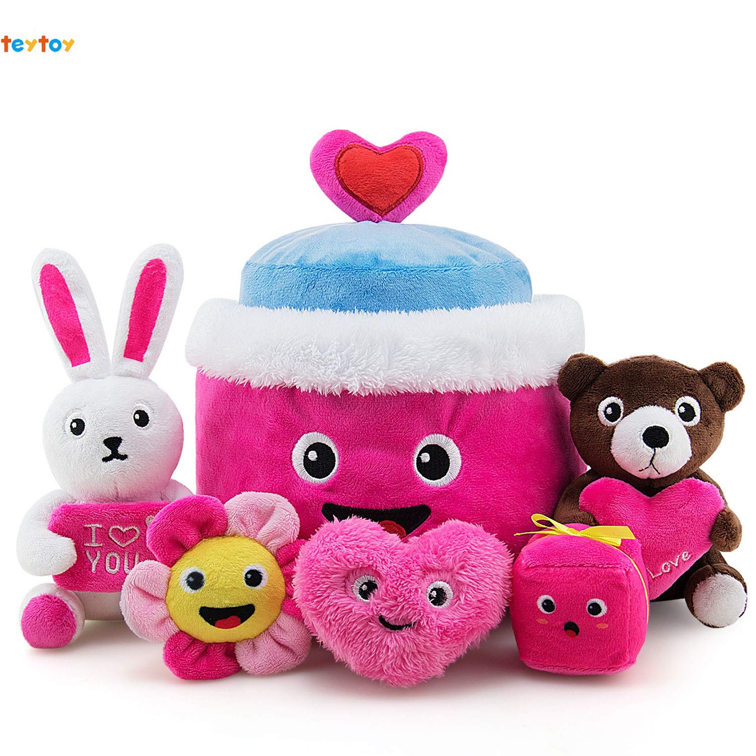 Baby Stuffed Animal, Baby Crinkle Heart Cute Love Bear Girl Toys Playset Gift Idea Party Decoration Toy for Ages 3 Months and up