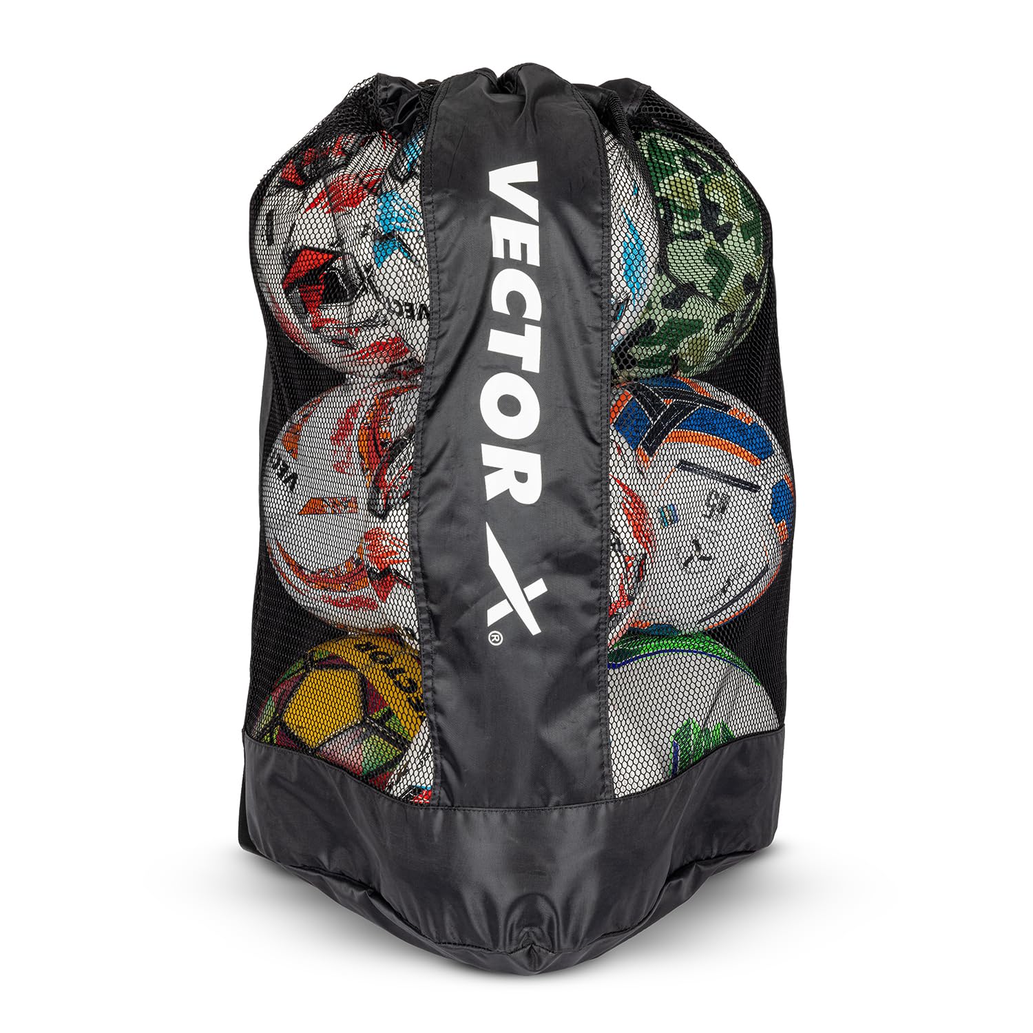 Vector X Sports Ball Bag+Extra Large Storage for Carrying Upto 15 Balls (9 Soccer Football Size 5+6 Basketball Size 7|Durable & Lightweight|Football, Volleyball, Netball, Rugby, Beach Ball