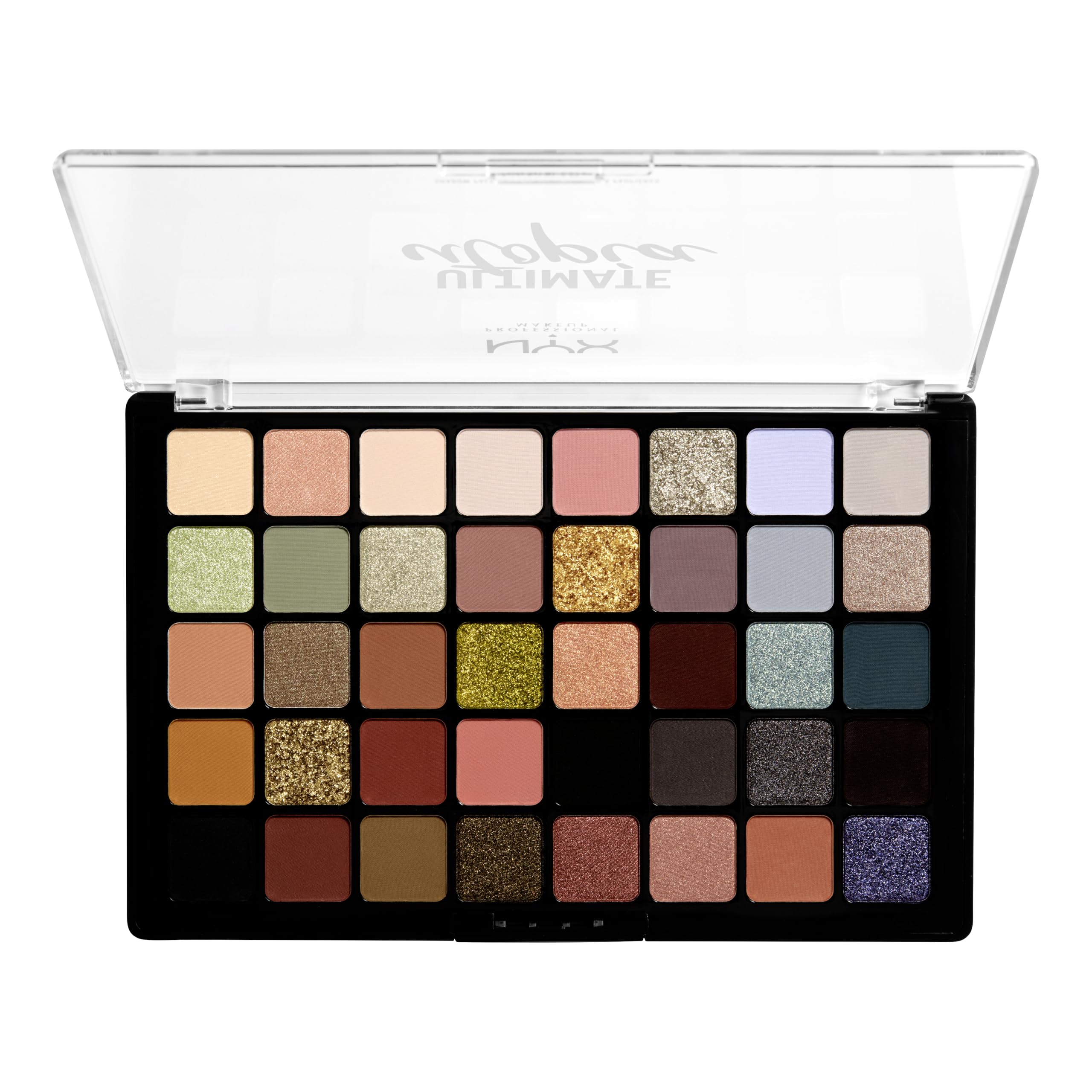 NYX Professional Makeup Lidschattenpalette, Ultimate Shadow Palette, Gepresster Puder Lidschatten, 40 Farbtöne, Matt, Satiniert, Metallic, Farbton: Ultimate Utopia