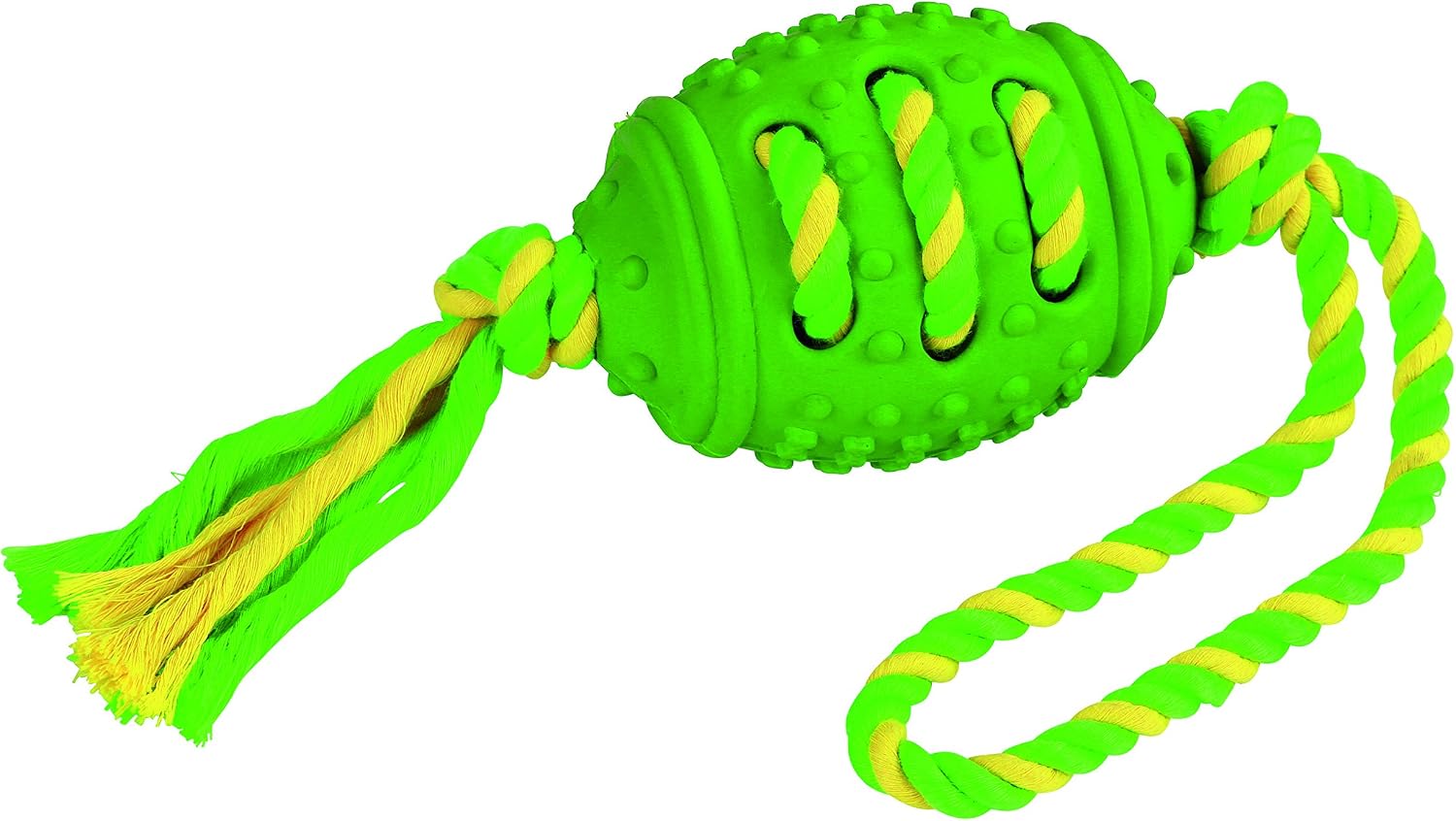 Kerbl Football on a Rope Rubber/Cotton, 42 cm, Green/Yellow