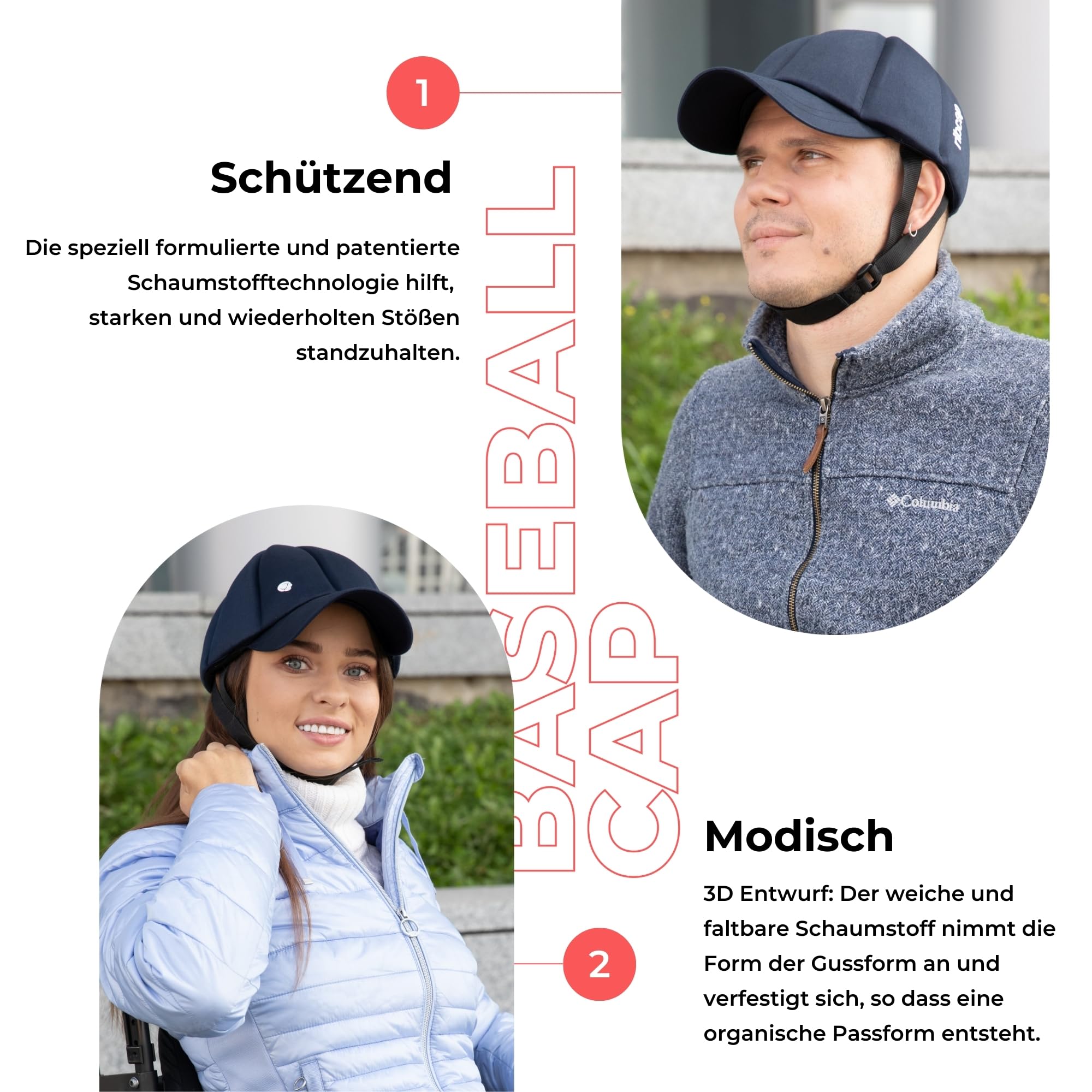 Ribcap Baseballmütze Medizinischer Schutzhelm – Sicherer und Stilvoller Kopfschutz für Sturzgefährdete | Marineblau | Ideal für Epilepsie, Erwachsene, Senioren und Aktivitäten