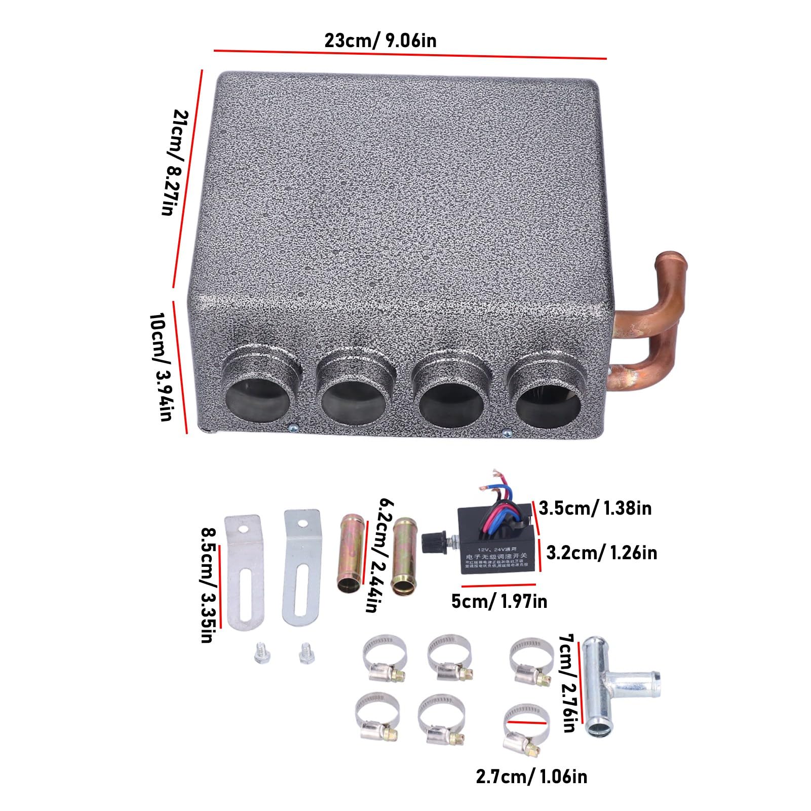 12V Auto Hilfsheizung, 80W Tragbare Autoheizung 4-Loch Schnellheizlüfter Scheibenenteiser Entfroster Universal Entfroster Heizung