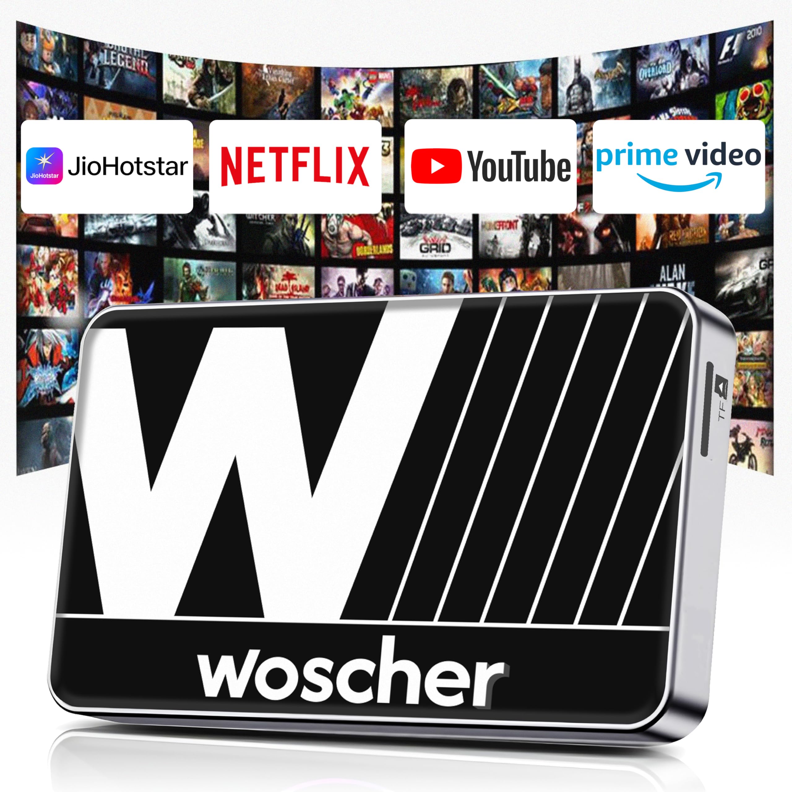 Woscher Picasso Airstream 5in1 Quad-Core|4+32 GB Magic AI Box Video Streaming|Netflx/YTube/OTT on Car Screen Wireless CarPlay Adapter with USB/HDMI for OEM Wired Apple CarPlay Cars|Rockchip 3528-AI04