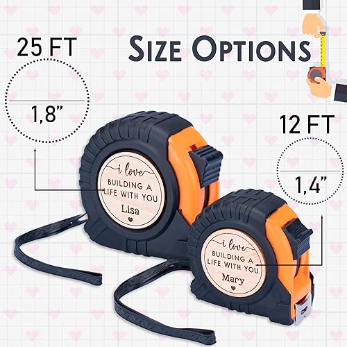 Miniatura 2 de Tape Measure Personalized for Boyfriend, Husband, Men, I Love Building Life with You, 2 Optional Sizes, Gifts for Men, Custom Engraved Tape Measure,