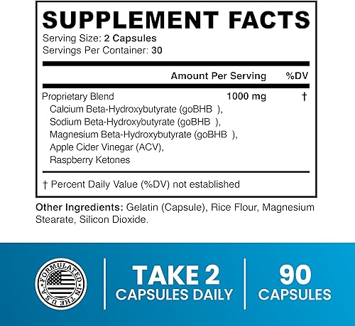 Miniatura 6 de Píldoras Keto con vinagre de sidra de manzana, la madre y BHB  1000 mg de cetonas exógenas GoBHB y cetonas de frambuesa para el metabolismo, cetosis