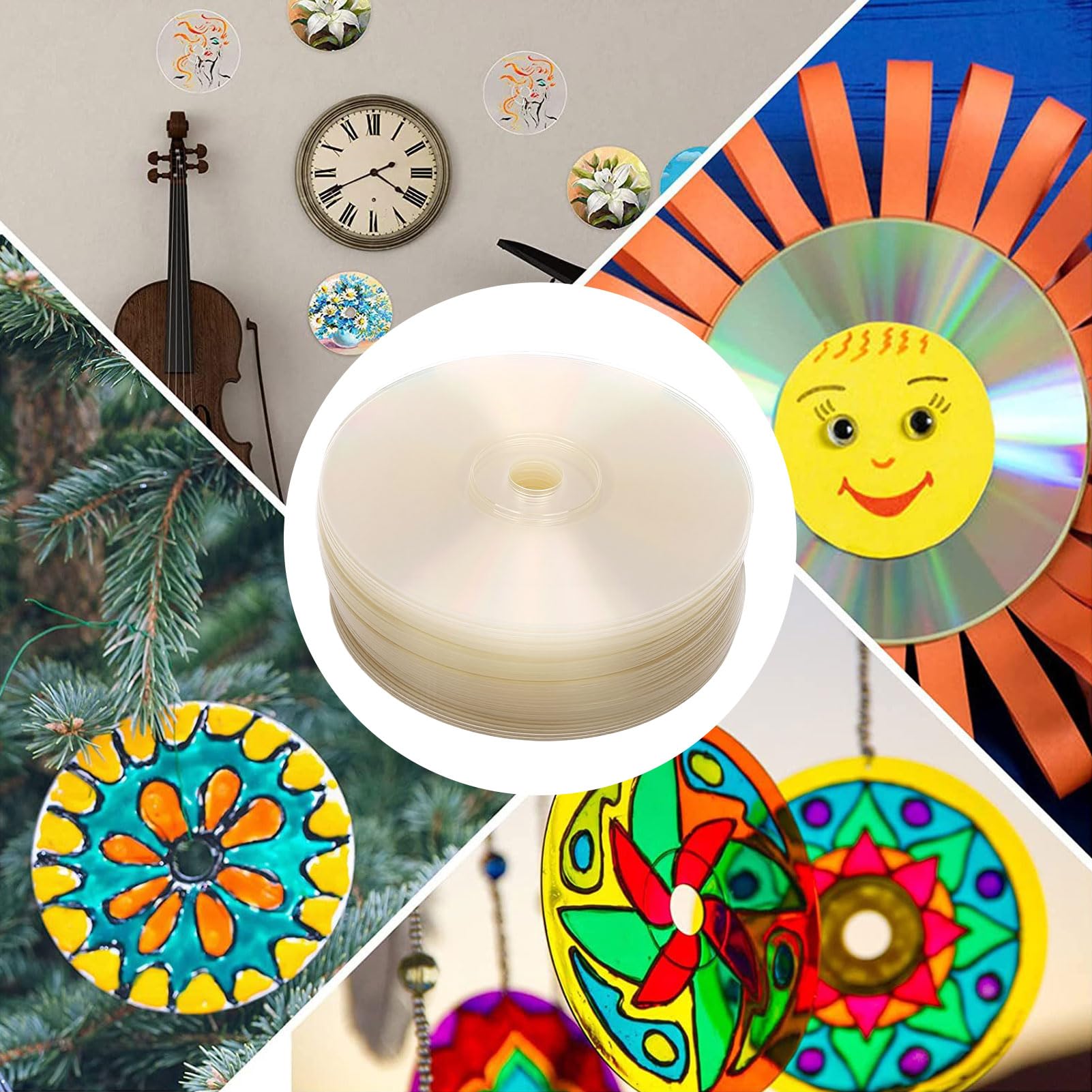 30 Stück Transparente CDs Zum Malen, 12 cm Transparente Leere CDs für DIY Handwerk, Raumdekoration, Partyzubehör, mit Glatten Kanten für Wandkunst, Disco, Weihnachten,