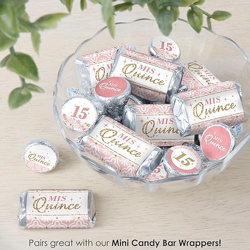 Miniatura 6 de Big Dot of Happiness Mis Quince Anos - Calcomanías redondas pequeñas para fiesta de cumpleaños de Quinceañera Sweet 15, etiquetas para recuerdos de