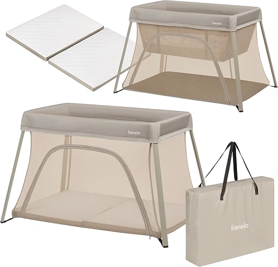 Lionelo Lionelo Alice Lit Parapluie Évolutif 3-en-1 Pliant avec Matelas Confort