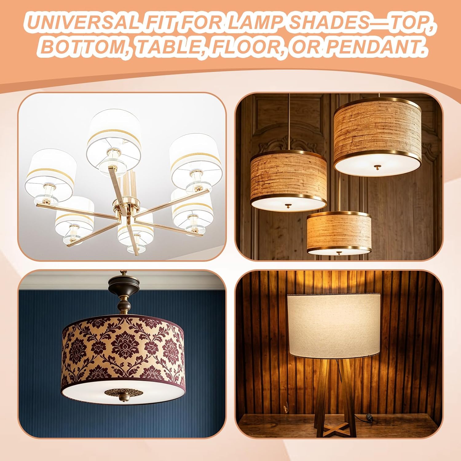 Frosted White Lampshade Diffuser 12.5" Diameter with 3/8" Center Hole - 2Pcs 1.7mm Thick Acrylic Anti-Glare Lamp Cover, Round Lamp Shade Diffuser for Drum Lampshades Ceiling Light