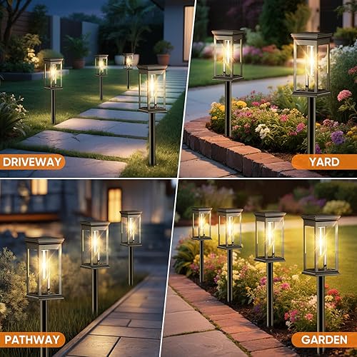 Miniatura 7 de Luces solares para caminos al aire libre, impermeables – Paquete de 8 luces solares brillantes para jardín con encendido y apagado automático,