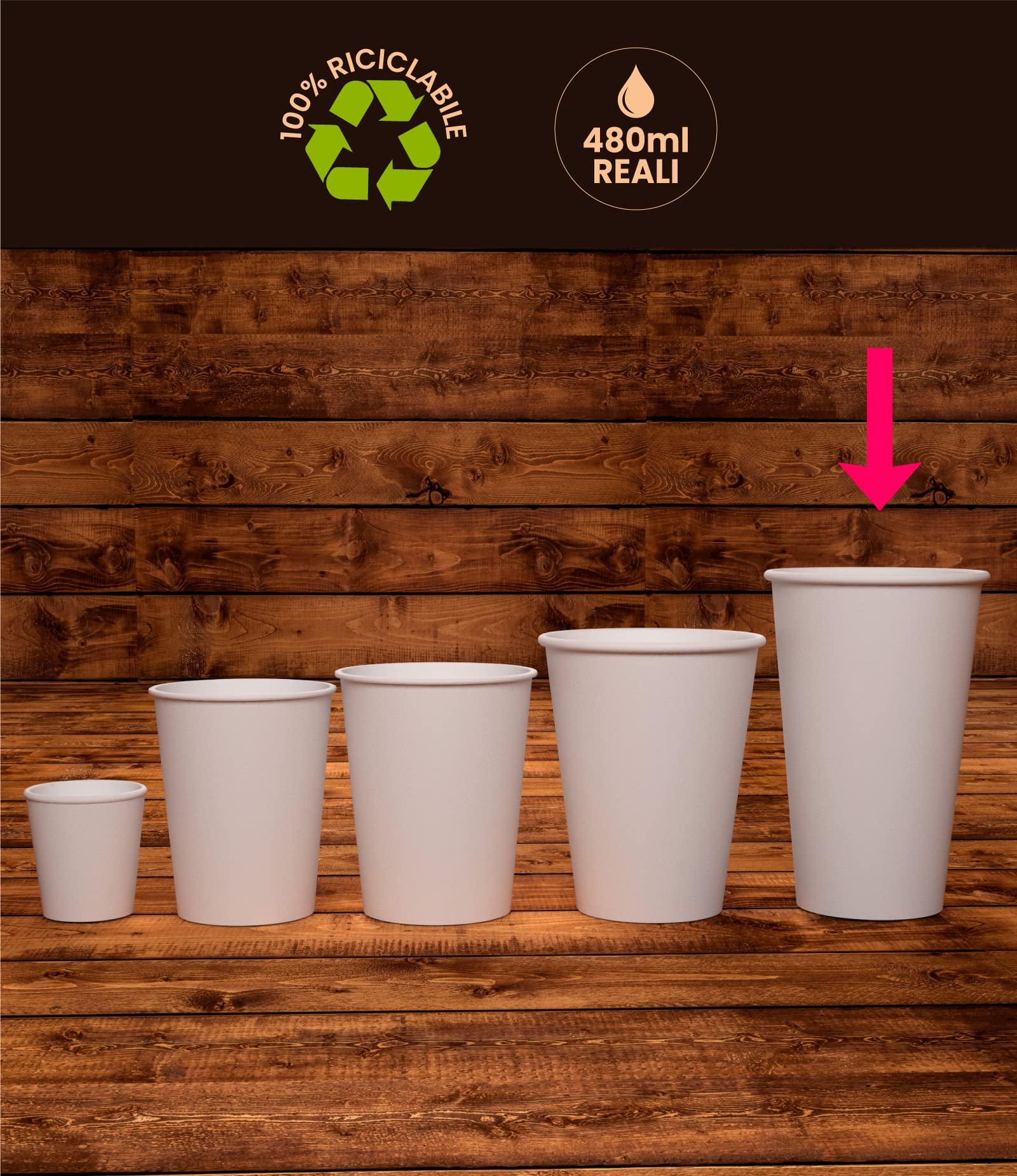 500 Bicchieri Caffè ASPORTO in Carta 480ml con COPERCHIO in Carta Bevande Calde e Fredde Tè Infusi Acqua Cappuccino sono Ecologici Biodegradabili Tazze Monouso Colorate + 500 Coperchi con Beccuccio