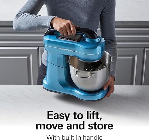 Miniatura 5 de Hamilton Beach Batidora de pie eléctrica 4 cuartos de galón gancho de masa accesorios de batidor plano protector contra salpicaduras de 7