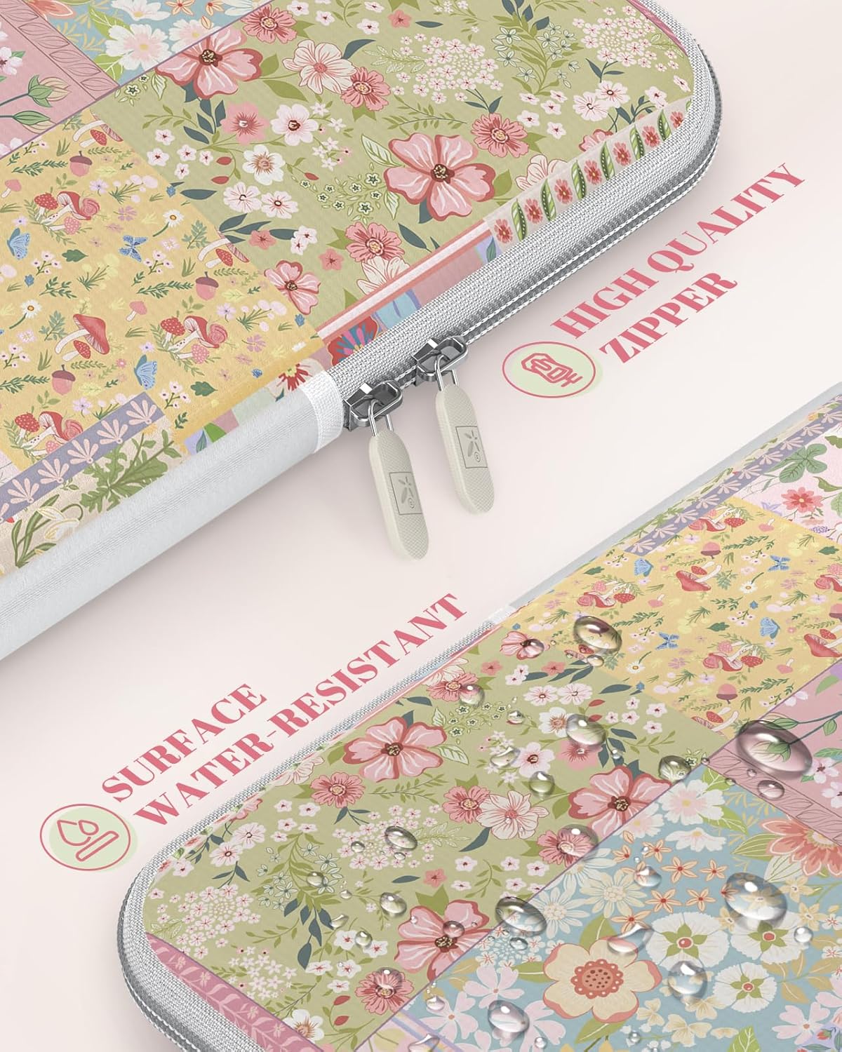 iLeadon MacBook Air sleeve for MacBook Air 13-13.6 inch, 13 Inch Laptop Sleeve Compatible with MacBook Pro, Protective Cute Pink Laptop Sleeve Case for Chromebook, HP, Dell (Floral) - Image 4