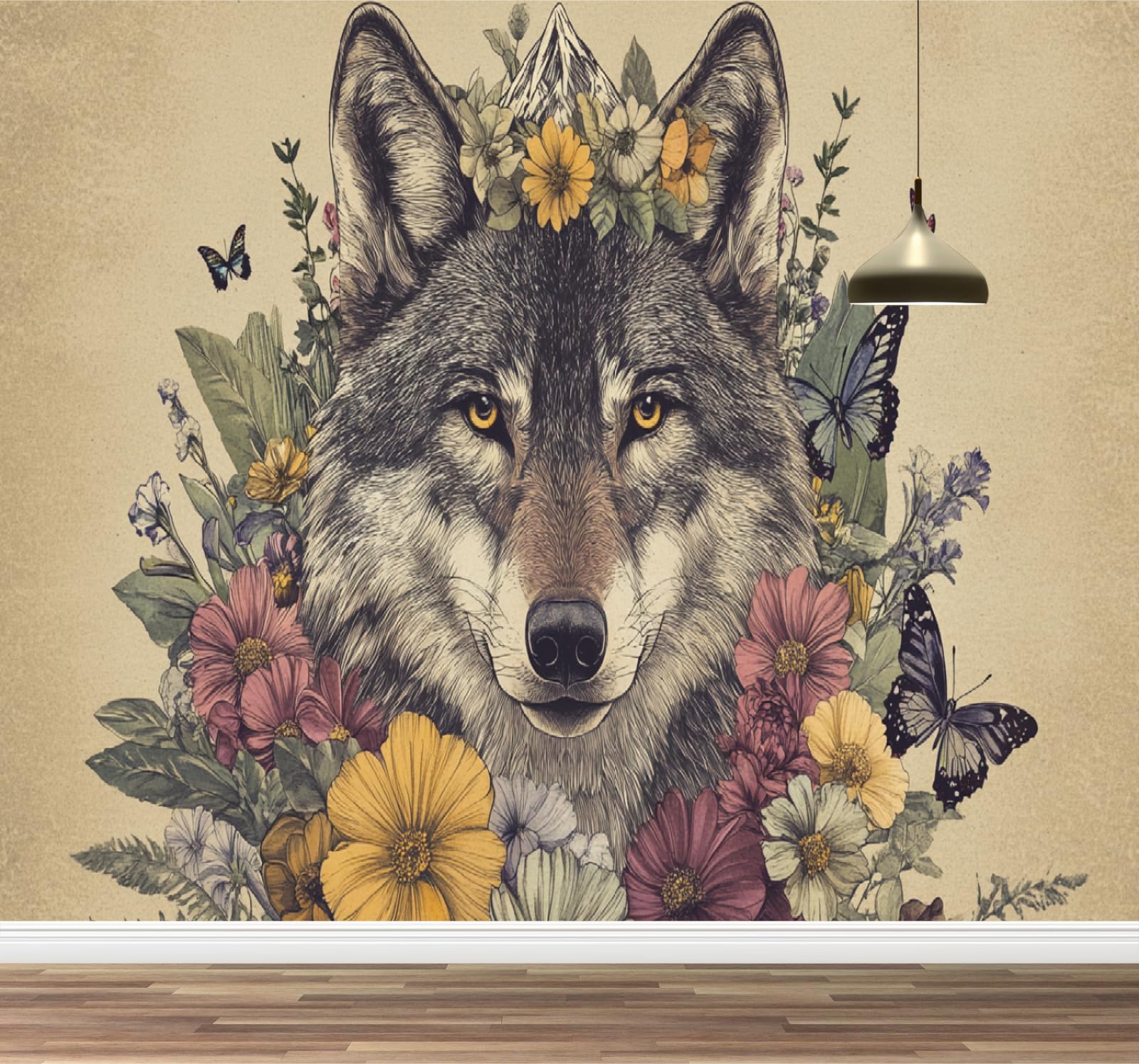 Papier peint loup amovible pour créer une ambiance douce dans la chambre de votre fille