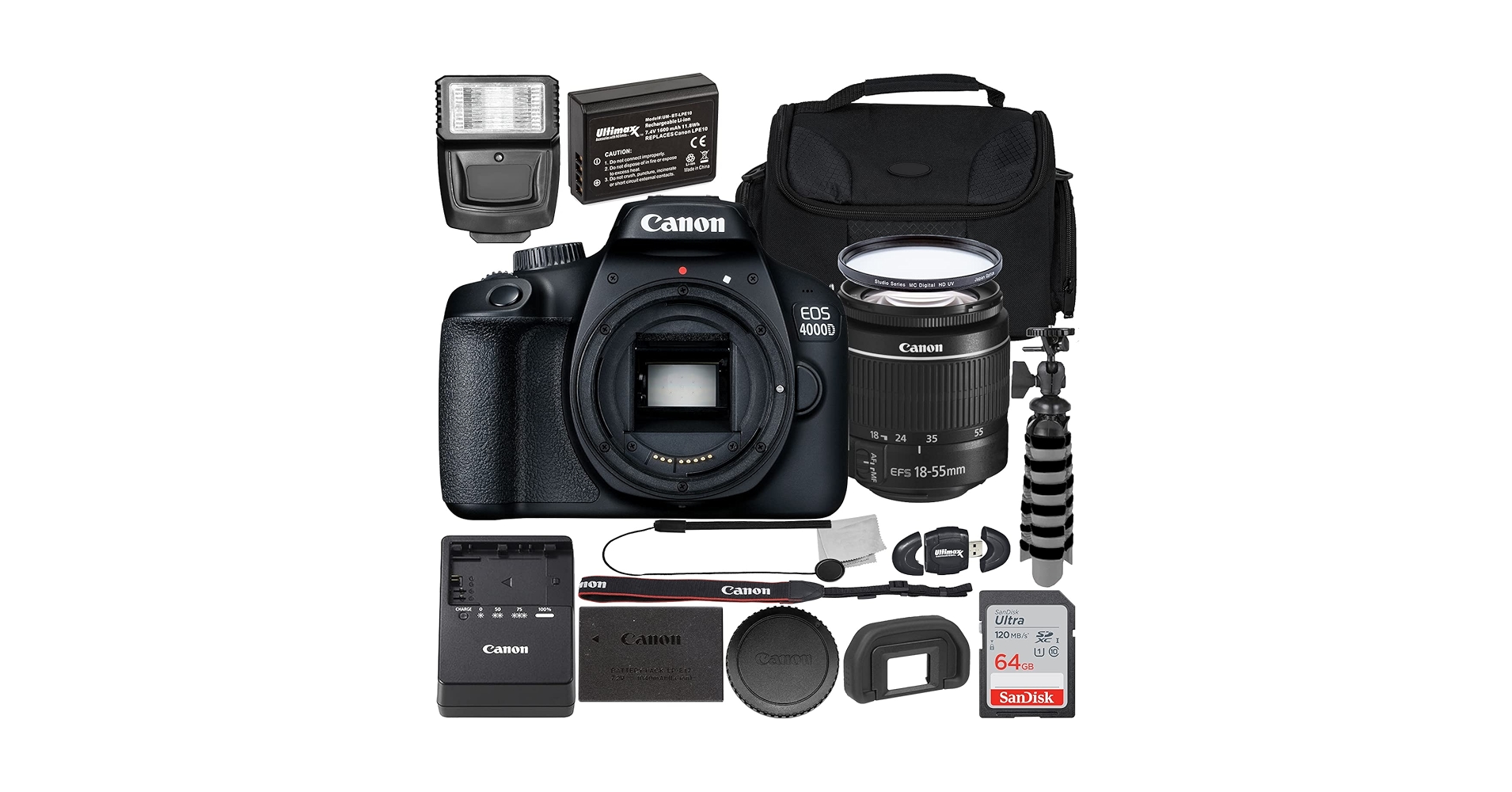 Amazon | Canon EOS 4000D (Rebel T100) デジタル一眼レフカメラ