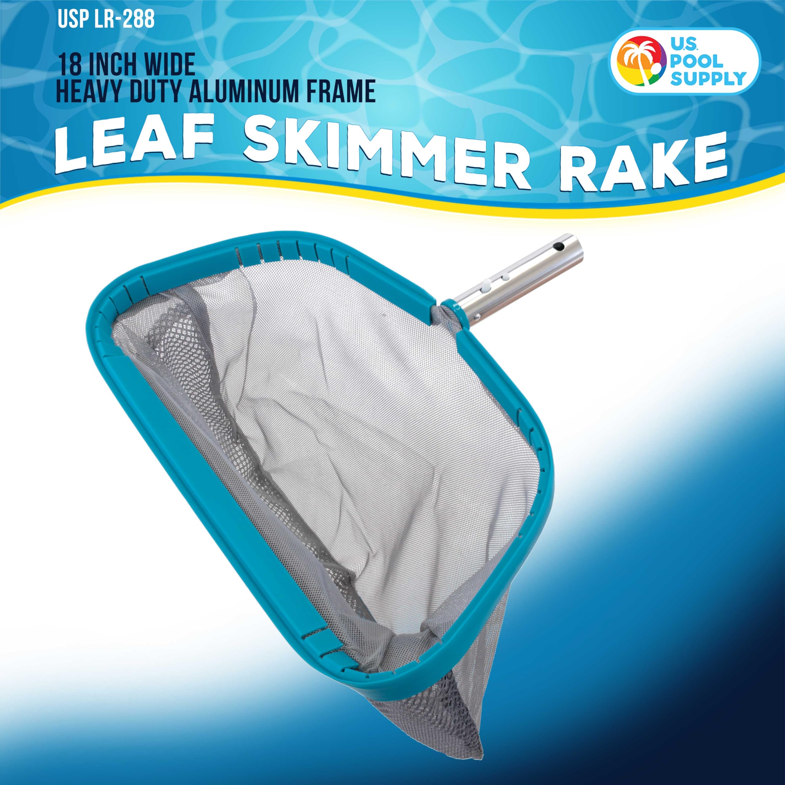 U.S. Pool Supply Professioneller, strapazierfähiger 45,7 cm Langer Laubkescher für Schwimmbecken, mit tiefer Netztasche mit doppelt genähter Netztasche – starker Aluminiumrahmen für schnellere