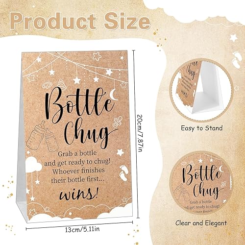 Miniatura 2 de TrelaCo Bottle Chug - Juego de 20 biberones para baby shower, con 1 letrero de papel kraft para revelación de género, suministros de fiesta, regalos