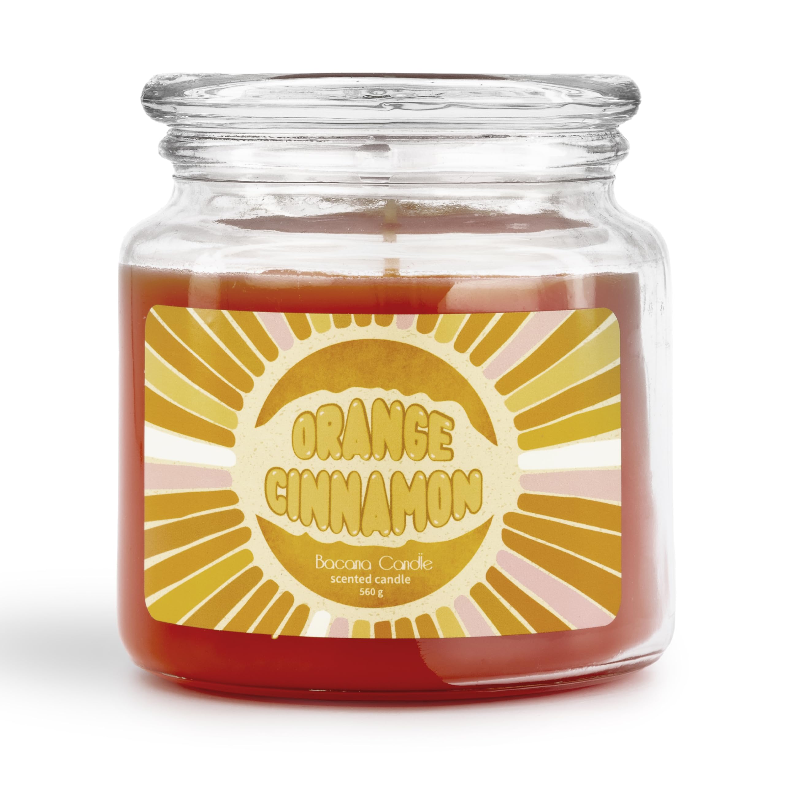 Bacana Candle - Vela Otoñal - Vela Perfumada en Vaso - Vela Aromática en Frasco de Vidrio con Tapa - Vela Original para Regalo - 560 gramos - ± 100 Horas de Combustión - Naranja y Canela